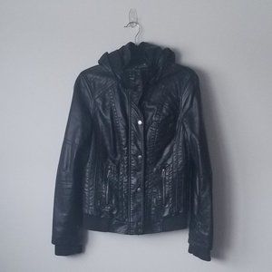 Garage Faux Leather Hooded Jacket